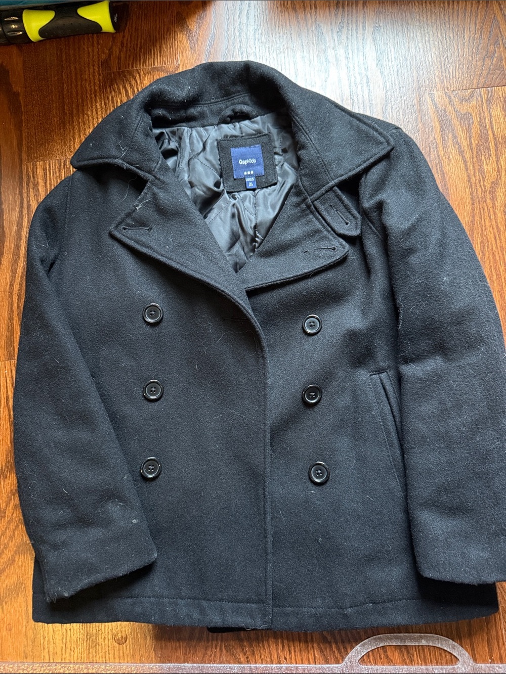 GAP Kids Black Double-Breasted Peacoat